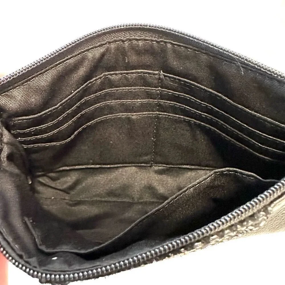 Vintage Coach Black Leather Wristlet Purse Handbag